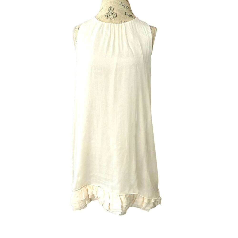 Alice + Olivia white ivory erna style silk ruffle mini dress sleeveless sz large